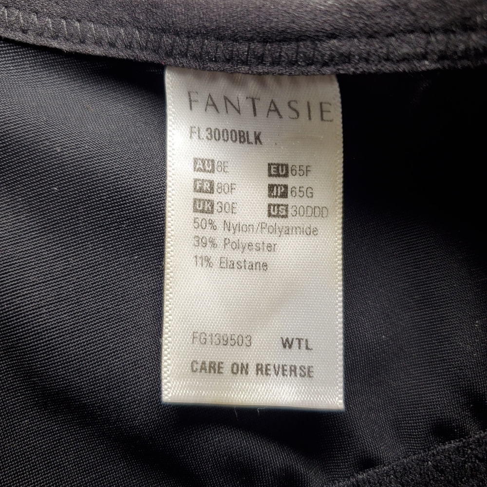 Fantasie bra, tan with black lace overlay, 30DDD - Picture 2 of 2